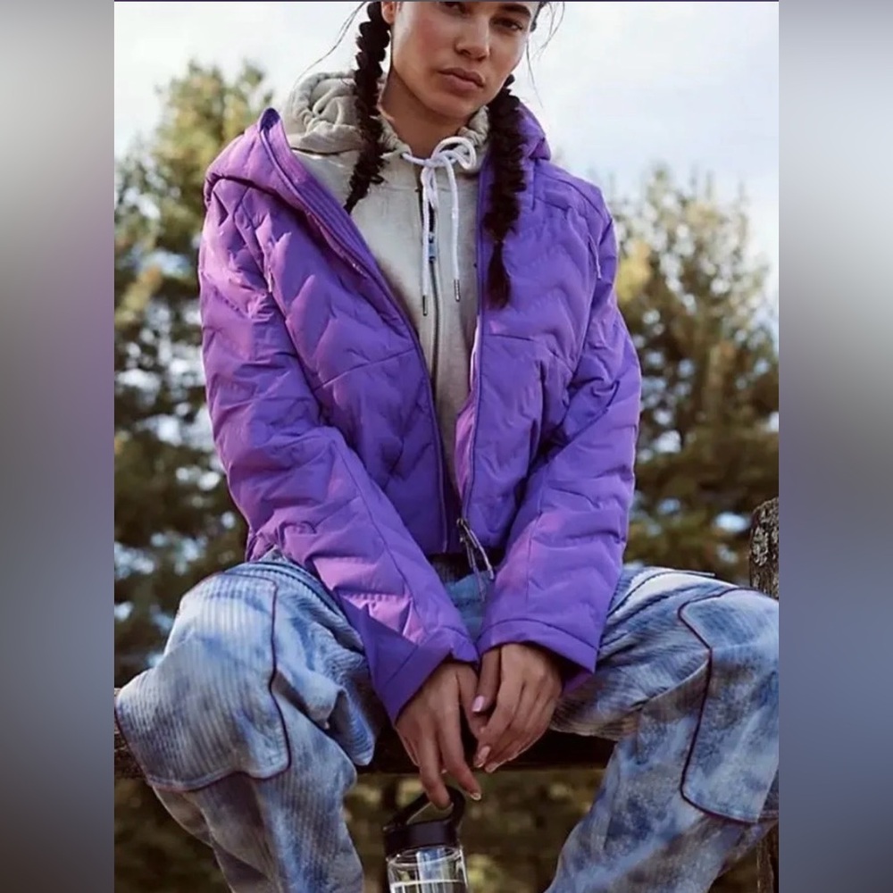 Free People Quilted Puffer Jacket in Purple